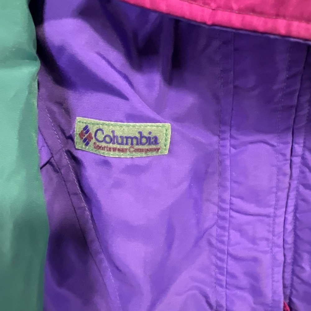 Vintage 90s Columbia Sportswear Colorblock Hooded Shell Jacket Women Small - Picture 3 of 10